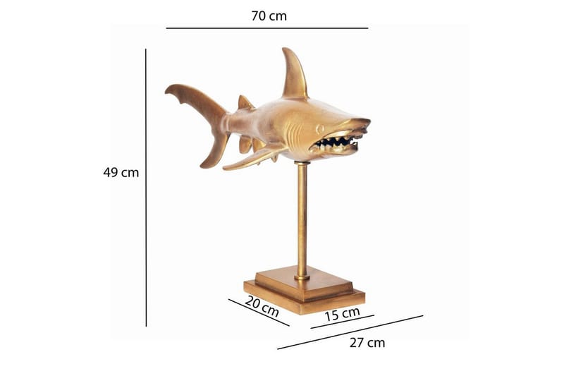 Koriste-esine Wohnling Deco hait 70 cm alumiini, merellinen tyyli Kulta - Kulta - Sisustustuotteet - Sisustusesineet