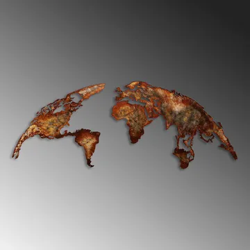 Koristeellinen metallinen seinäkoriste Wallxpert Maailmankartta (150 x 59 cm) Vaaleanruskea - Sisustustuotteet - Taulu & taide