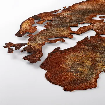 Koristeellinen metallinen seinäkoriste Wallxpert Maailmankartta (150 x 59 cm) Vaaleanruskea - Sisustustuotteet - Taulu & taide