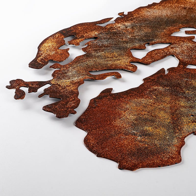 Koristeellinen metallinen seinäkoriste Wallxpert Maailmankartta (150 x 59 cm) Vaaleanruskea - Sisustustuotteet - Taulu & taide