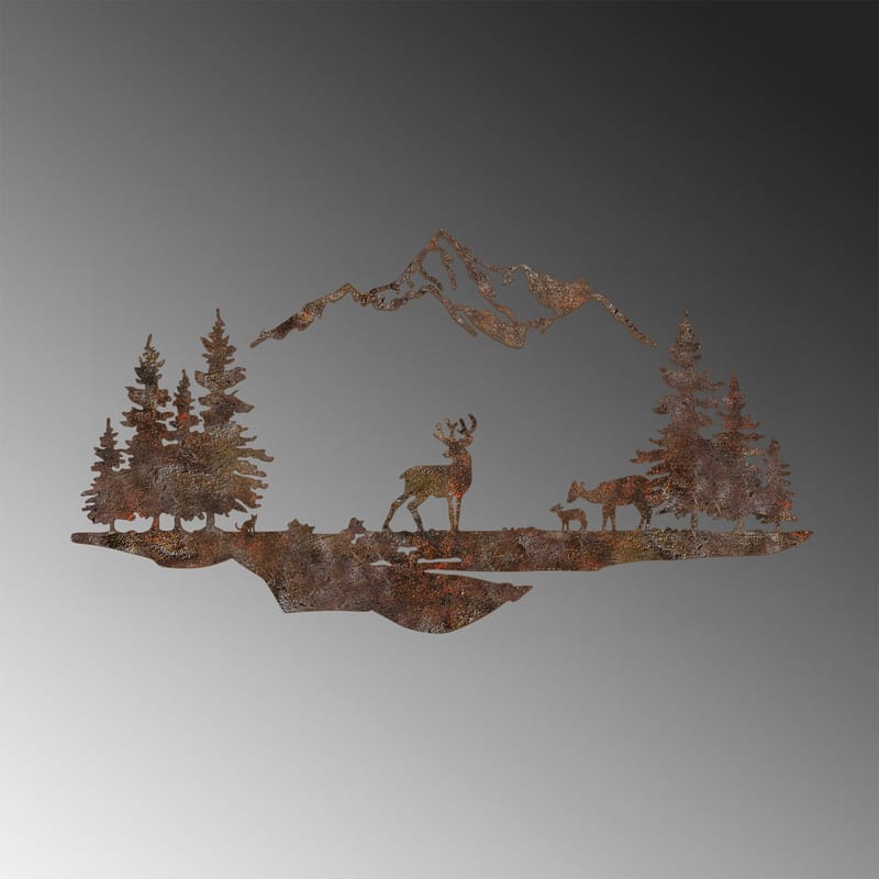 Koristeellinen metallinen seinäkoriste Wallxpert Ruus tinen maisema (38 x 70 cm) - Ruskea - Sisustustuotteet - Taulu & taide