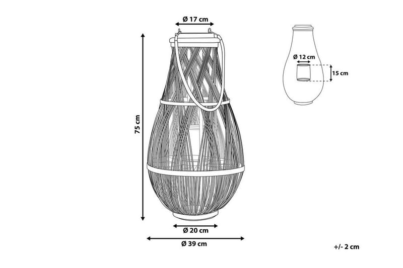 Lyhty Tonga 39 cm - Puu/Luonnonväri - Sisustustuotteet - Kynttilä & tuoksut - Kynttilänjalat & lyhdyt