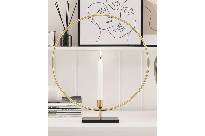 Ljusstake Beliani Seram GOLD||Black - Sisustustuotteet - Kynttilä & tuoksut - Kynttilänjalat & lyhdyt