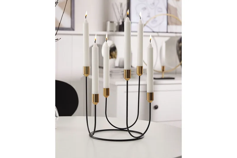 Ljusstake Beliani Panay Black||GOLD - Sisustustuotteet - Kynttilä & tuoksut - Kynttilänjalat & lyhdyt