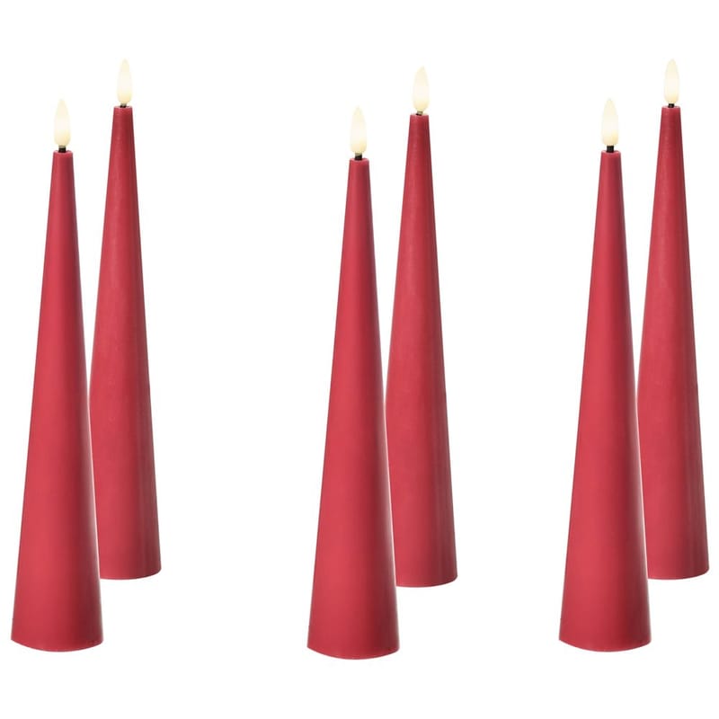 LED-kynttilä Aurum Setti, 6 kpl - Punainen - Sisustustuotteet - Kynttilä & tuoksut - Steariinikynttilä - Kruunukynttilä & antiikkikynttilä