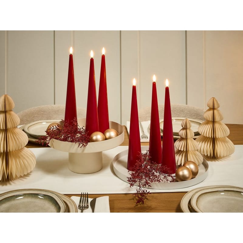 LED-kynttilä Aurum Setti, 6 kpl - Punainen - Sisustustuotteet - Kynttilä & tuoksut - Steariinikynttilä - Kruunukynttilä & antiikkikynttilä