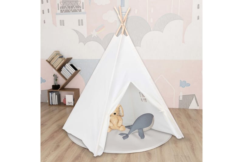 Lasten tiipiiteltta + laukku peachskin 120x120x150cm - Valkoinen - Sisustustuotteet - Lastenhuoneen sisustus - Lastenhuoneen koristeet