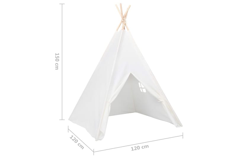 Lasten tiipiiteltta + laukku peachskin 120x120x150cm - Valkoinen - Sisustustuotteet - Lastenhuoneen sisustus - Lastenhuoneen koristeet