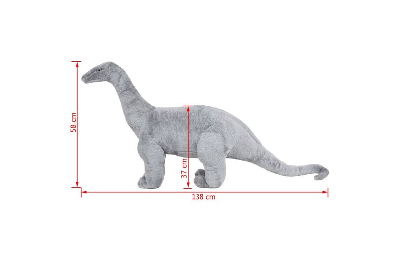Seisova leludinosaurus Brachiosaurus XXL plyysi harmaa - Harmaa - Sisustustuotteet - Lastenhuoneen sisustus - Lastenhuoneen koristeet