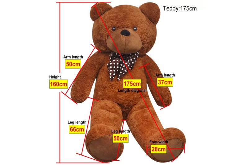 XXL Nalle pehmolelu 175 cm ruskea - Ruskea - Sisustustuotteet - Lastenhuoneen sisustus - Lastenhuoneen koristeet