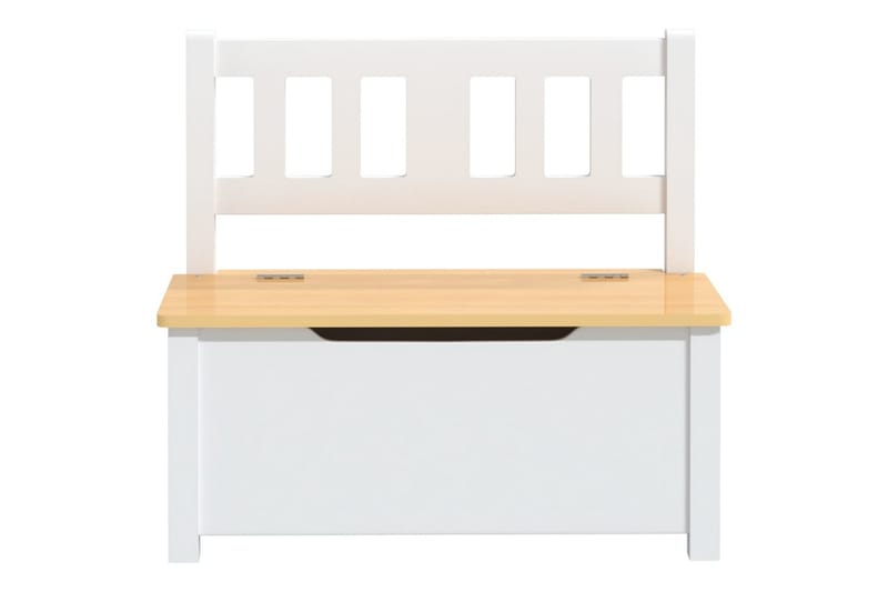 Lasten säilytyspenkki valkoinen ja beige 60x30x55 cm MDF - Valkoinen - Sisustustuotteet - Lastenhuoneen sisustus - Lastenhuonesäilytys