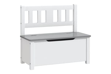Lasten säilytyspenkki valkoinen ja harmaa 60x30x55 cm MDF - Valkoinen - Sisustustuotteet - Lastenhuoneen sisustus - Lastenhuonesäilytys