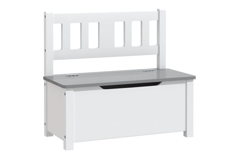 Lasten säilytyspenkki valkoinen ja harmaa 60x30x55 cm MDF - Valkoinen - Sisustustuotteet - Lastenhuoneen sisustus - Lastenhuonesäilytys