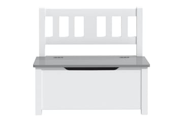 Lasten säilytyspenkki valkoinen ja harmaa 60x30x55 cm MDF - Valkoinen - Sisustustuotteet - Lastenhuoneen sisustus - Lastenhuonesäilytys