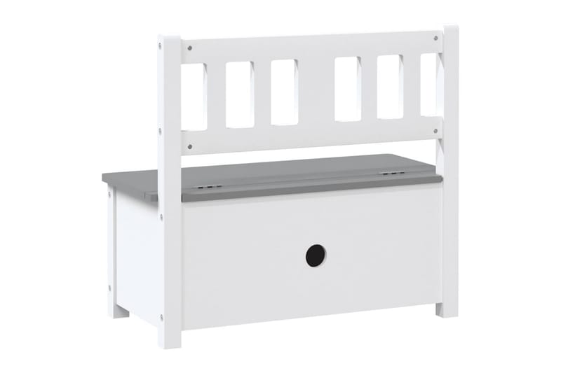 Lasten säilytyspenkki valkoinen ja harmaa 60x30x55 cm MDF - Valkoinen - Sisustustuotteet - Lastenhuoneen sisustus - Lastenhuonesäilytys