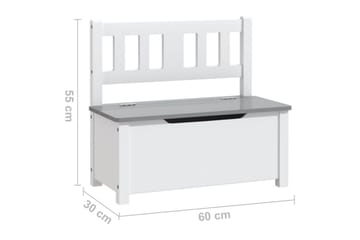 Lasten säilytyspenkki valkoinen ja harmaa 60x30x55 cm MDF - Valkoinen - Sisustustuotteet - Lastenhuoneen sisustus - Lastenhuonesäilytys