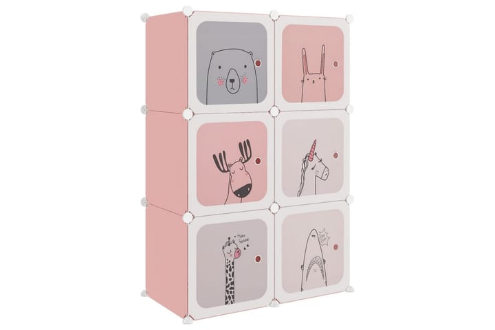 Säilytyskaappi lapsille 6 kuutiolla pinkki PP - Pinkki - Lasten kaappi - Lastenhuonesäilytys