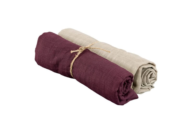 Musliinikääre 2-pack, Hiekka/Luumu (70 x 70 cm)