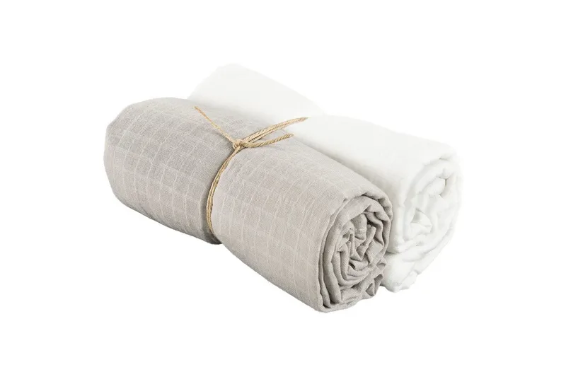 Muslinwrap 2-Pakkaus - Valkoinen/Harmaa (110 x 110 cm) - Kodintekstiilit & matot - Tyyny & torkkupeitto - Torkkupeitto & viltti - Sherpapeitto