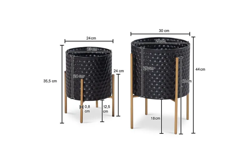 Maljakko Wohnling Sarja 2 Alumiininen Kukkaruukku 3D Rengaspinta Moderni - Sisustustuotteet - Ruukku & ulkoruukku