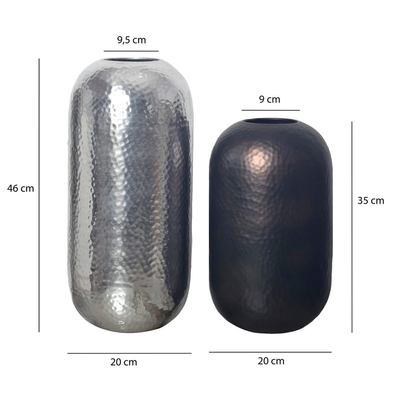 Corara Vaasi 46 cm 2:n setti - Hopeanvärinen ja musta pronssi - Sisustustuotteet - Maljakko - Maljakko sylinteri
