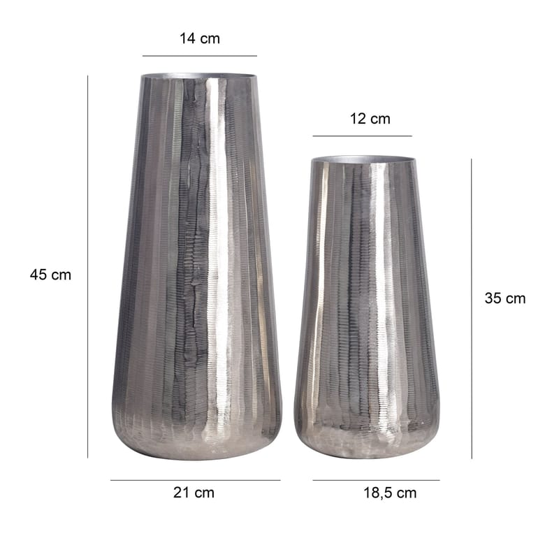 Daleri-maljakko 45 cm, 2 kpl setti - Hopeanvärinen - Sisustustuotteet - Maljakko - Maljakko sylinteri