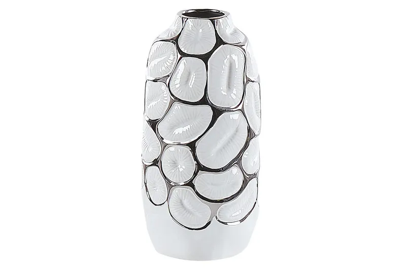 Dekorationsvas Beliani Cenabum 13x13x28 cm White||Chrome, undefined