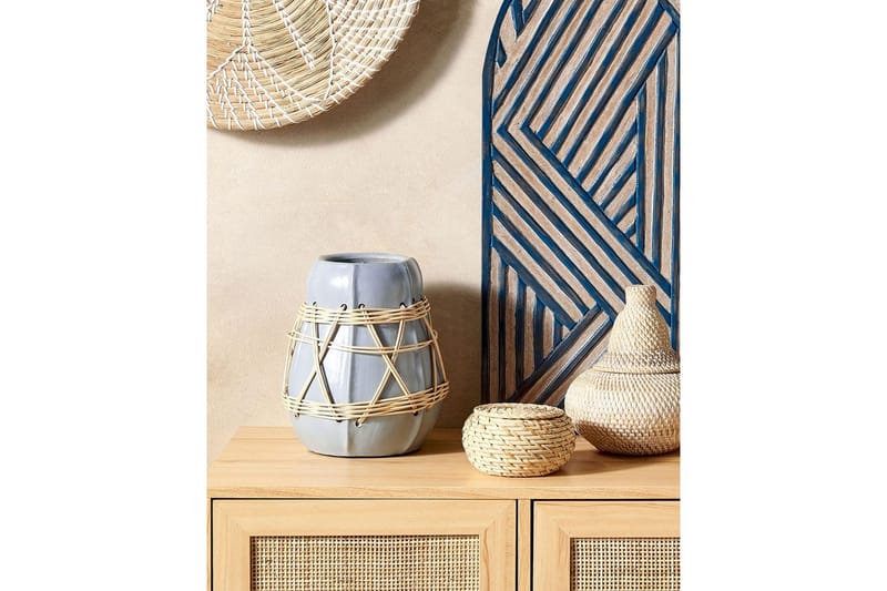Dekorationsvas Beliani Kamering blue||Beige - Sisustustuotteet - Maljakko