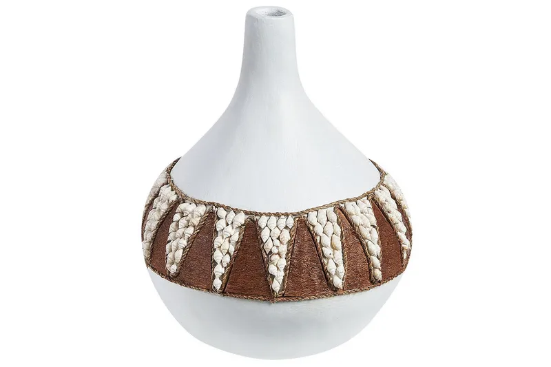 Dekorationsvas Beliani Simpang Cream white||Dark colored wood, undefined