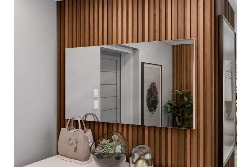 Agawal Seinäpeili Suorakulmainen 100 cm - Beige - Sisustustuotteet - Peili