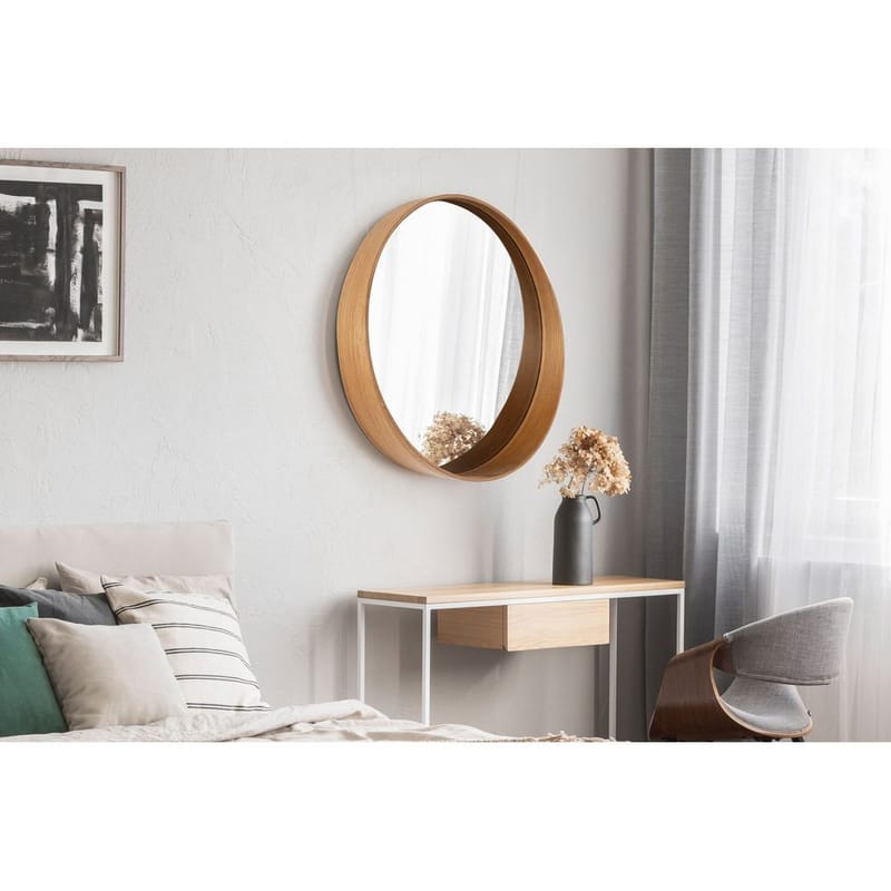 Aldrosin seinäkiinnitteinen peili Pyöreä 60 cm - Valkoinen - Sisustustuotteet - Peili