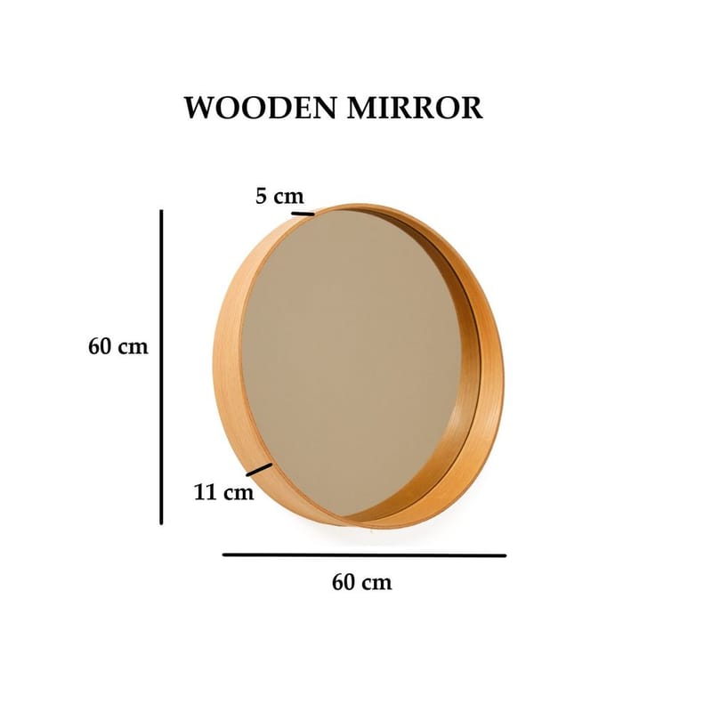 Aldrosin seinäkiinnitteinen peili Pyöreä 60 cm - Valkoinen - Sisustustuotteet - Peili