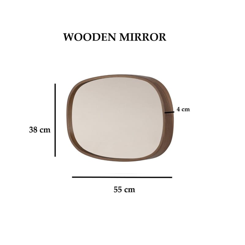 Aranfield seinäkiinnitteinen peili Suorakulmainen 55 cm - Ruskea - Sisustustuotteet - Peili