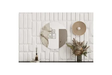 Buhem Seinälle ripustettava peili Pyöreä 60 cm - Beige - Sisustustuotteet - Peili