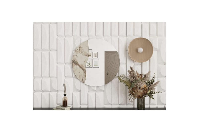 Buhem Seinälle ripustettava peili Pyöreä 60 cm - Beige - Sisustustuotteet - Peili