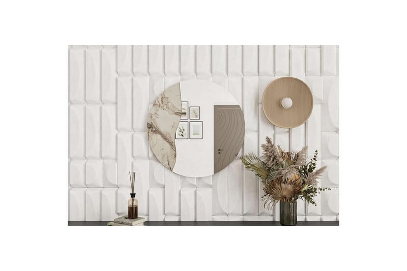 Buhem Seinälle ripustettava peili Pyöreä 60 cm - Beige - Sisustustuotteet - Peili