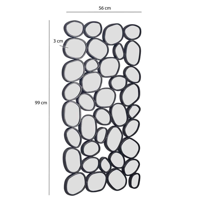 Corano Seinäpeili 56x99 cm Orgaaninen Epäsymmetrinen - Musta ja hopeanvärinen - Sisustustuotteet - Peili