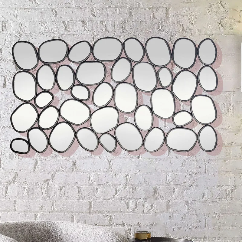 Corano Seinäpeili 56x99 cm Orgaaninen Epäsymmetrinen - Musta ja hopeanvärinen - Sisustustuotteet - Peili