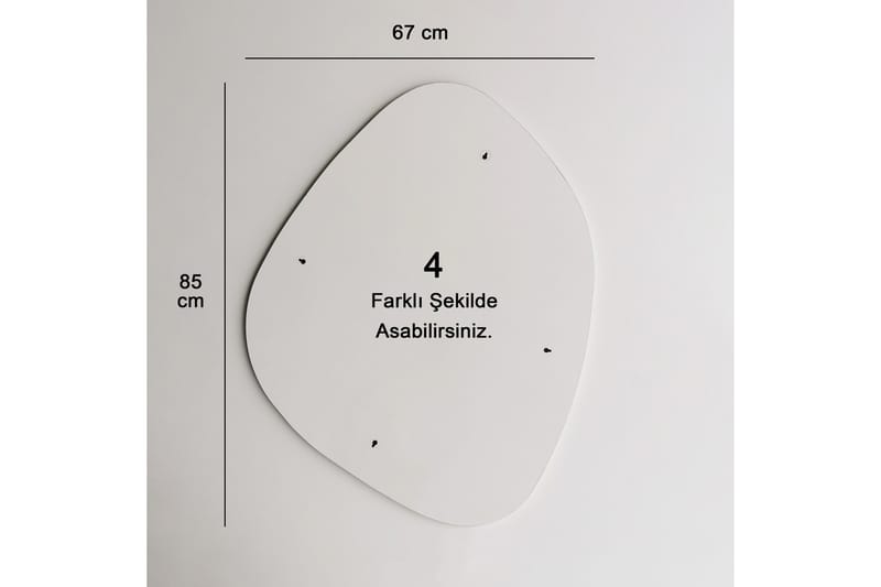 Epäsymmetrinen Peili 67x85 cm - Musta - Sisustustuotteet - Peili