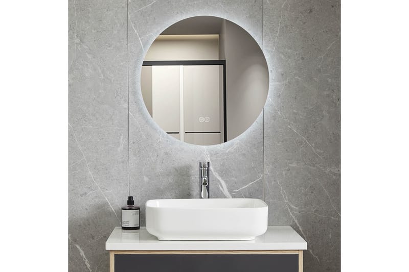 Kylpyhuoneen pyöreä peili 60 cm LED-valaistuksella ja huurteenestolla - Lyfco - Sisustustuotteet - Peili - Eteispeili