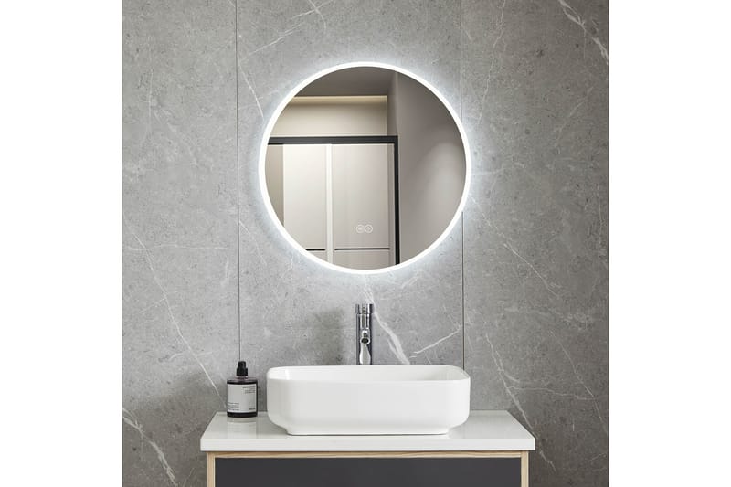 Kylpyhuoneen pyöreä peili 60 cm LED-valaistuksella ja huurteenestolla, undefined