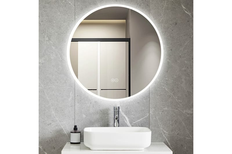 Kylpyhuoneen pyöreä peili 80 cm LED-valaistuksella ja huurteenestolla, undefined
