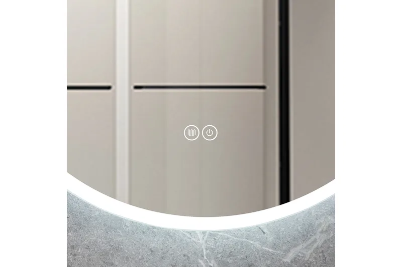 Kylpyhuoneen pyöreä peili 80 cm LED-valaistuksella ja huurteenestolla - Sisustustuotteet - Peili - Eteispeili