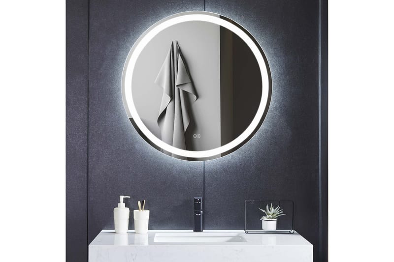 Kylpyhuoneen pyöreä peili 60 cm LED-valaistuksella, huurteenestolla ja himmentimellä, undefined
