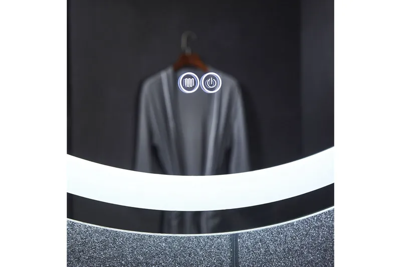 Kylpyhuoneen pyöreä peili 80 cm LED-valaistuksella, huurteenestolla ja himmentimellä - Sisustustuotteet - Peili - Eteispeili