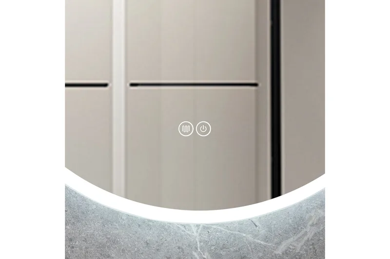 Kylpyhuoneen pyöreä peili 80 cm LED-valaistuksella ja huurteenestolla - Sisustustuotteet - Peili - Eteispeili