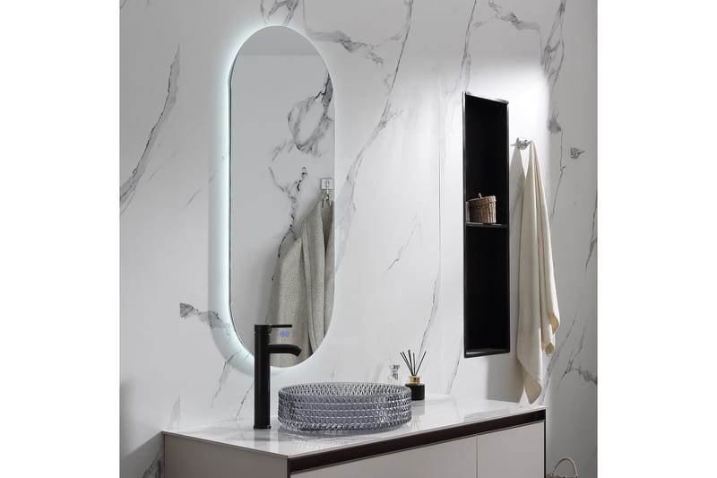 LED-Peili Olivia huurteenestotoiminnolla 45x110 cm Hopea - Lyfco - Sisustustuotteet - Peili - Eteispeili