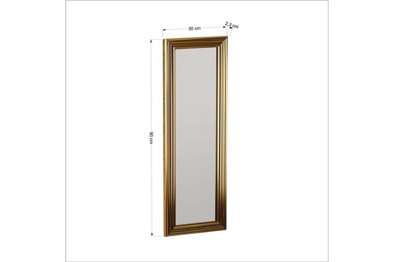 Peili Ovea 30 cm Suorakaide - Kulta - Sisustustuotteet - Peili - Eteispeili