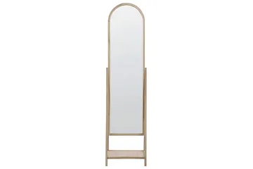 Golvspegel med hylla Beliani Chambery Light colored wood - Sisustustuotteet - Peili - Lattiapeili
