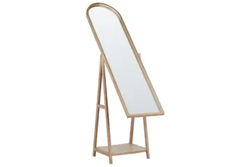 Golvspegel med hylla Beliani Chambery Light colored wood - Sisustustuotteet - Peili - Lattiapeili